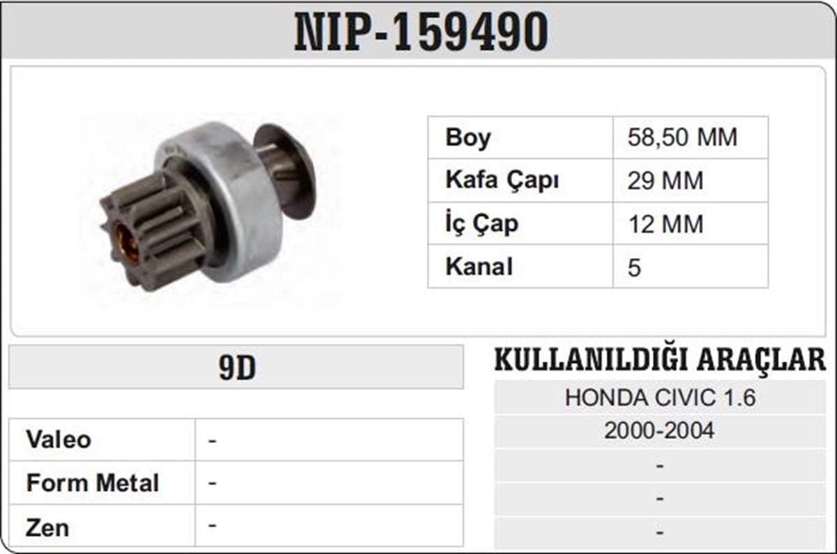 Marş Dişlisi 9Diş Honda Cıvıc 1 6 2000 2004