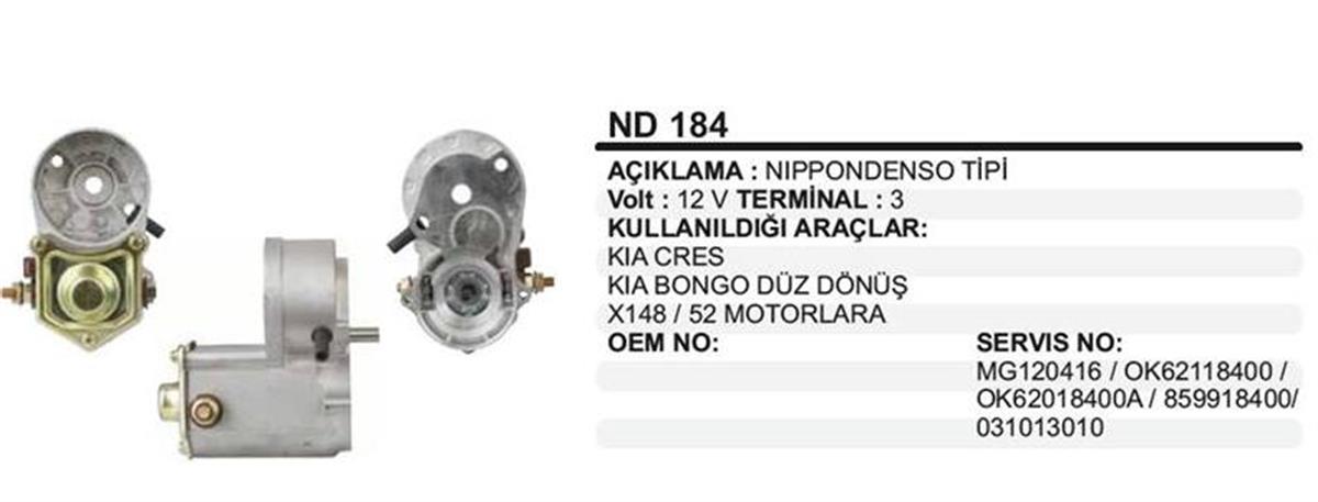 Marş Otomatiği 12V Kia Ceres Bongo Düz Dönüş | Remark Nd184