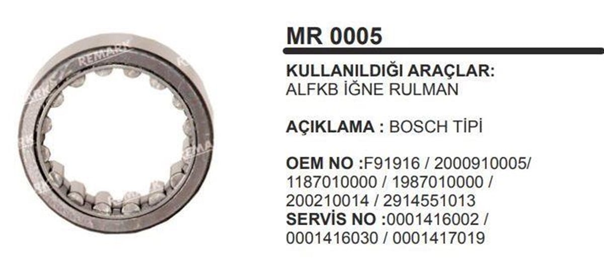 Marş Rulmanı Alfkb F91916 2000910005