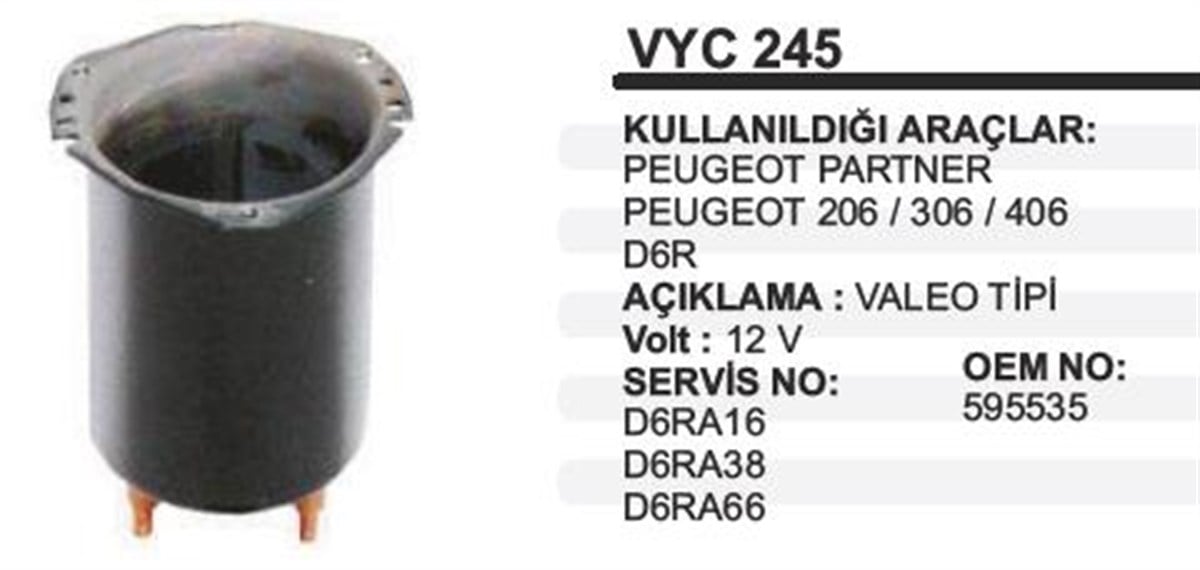 Marş Yastığı 12V Peugeot Mıknatıslı 63 90 Vyc245