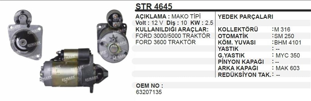 MARTEKSTR4645-Marş Motoru - Marş Dinamosu