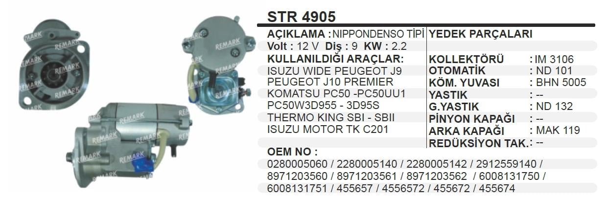 MARTEKSTR4905-Marş Motoru - Marş Dinamosu