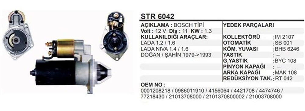 MARTEKSTR6042-Marş Motoru - Marş Dinamosu