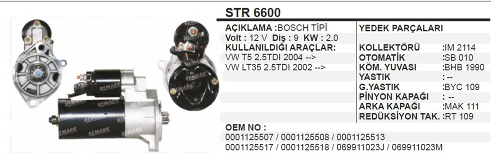 MARTEKSTR6600-Marş Motoru - Marş Dinamosu