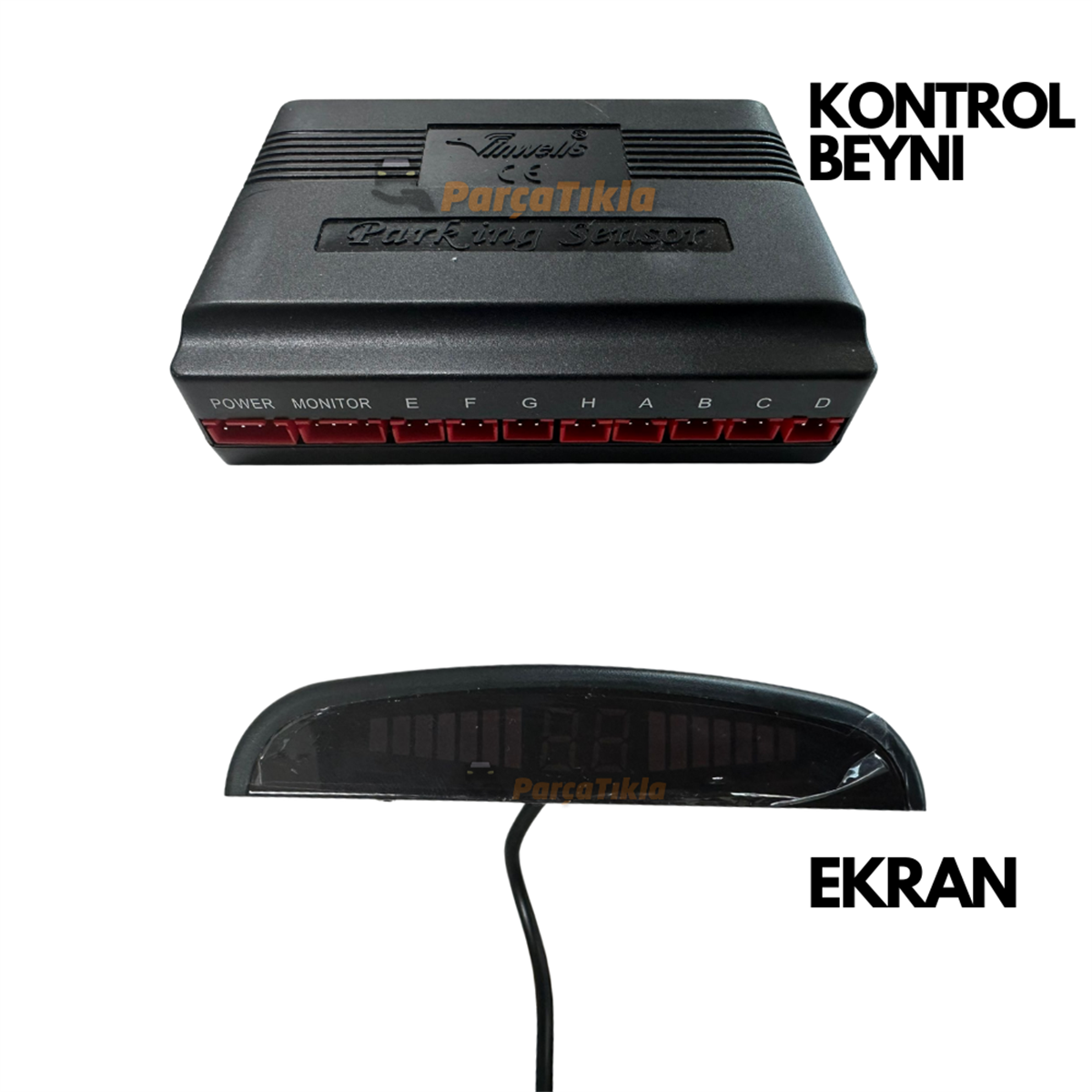 Park Sensörü E8 6 Ekran 2Ön 4Arka Siyah Beyaz Gri