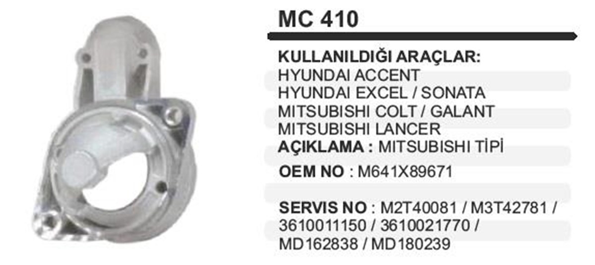 Pinyon Kapağı Hyundai Accent Mıts Tip Excel Sonata Accent Galant Lancer Mc410