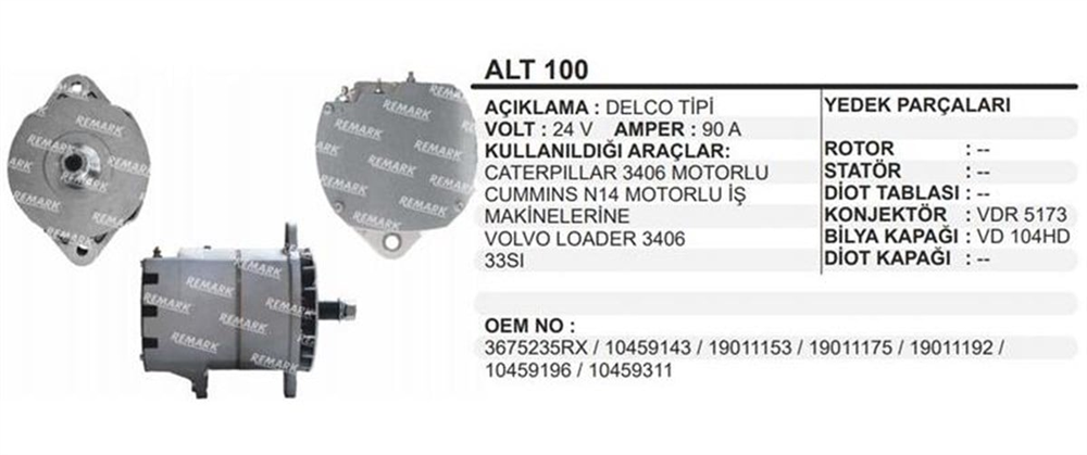REMARKALT100-Alternatör Dinamo