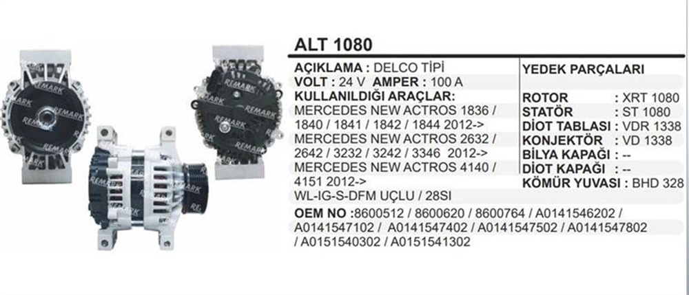 REMARKALT1080-Alternatör Dinamo