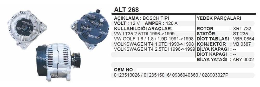 REMARKALT268-Alternatör Dinamo