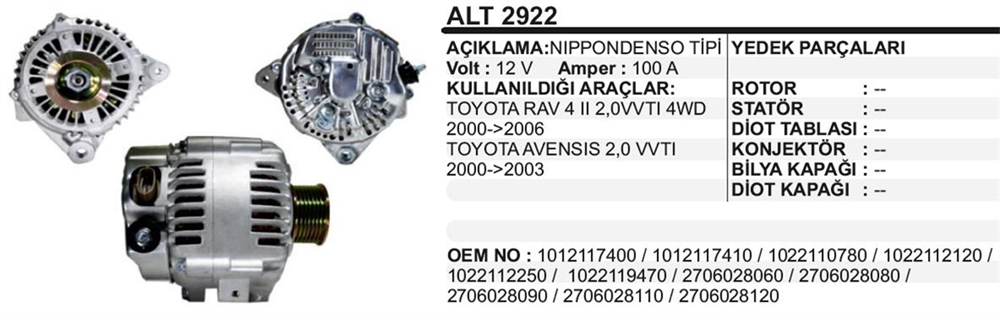 REMARKALT2922-Alternatör Dinamo