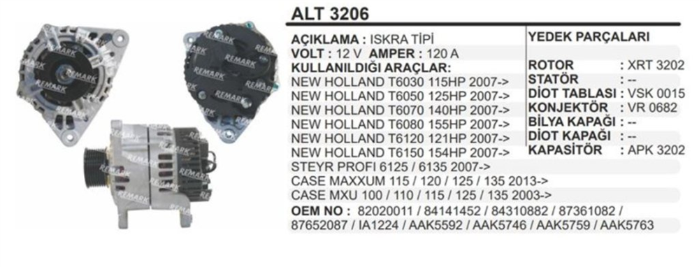 REMARKALT3206-Alternatör Dinamo