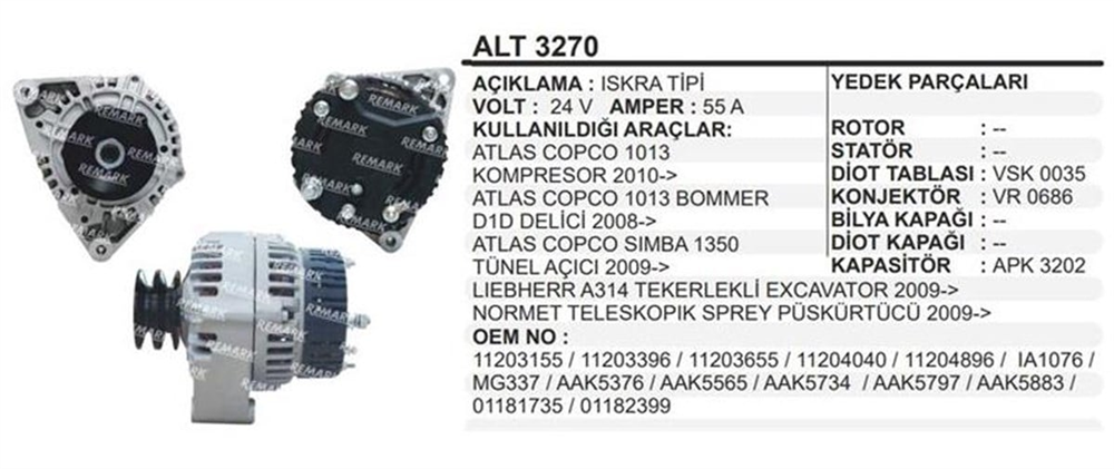REMARKALT3270-Alternatör Dinamo