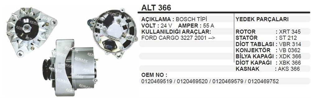 REMARKALT366-Alternatör Dinamo