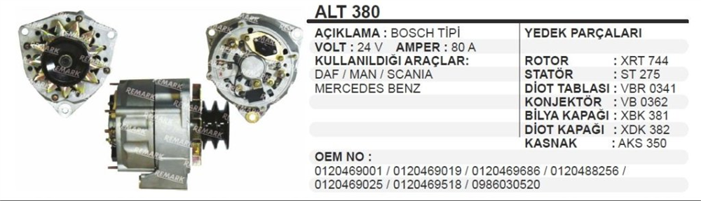 REMARKALT380-Alternatör Dinamo