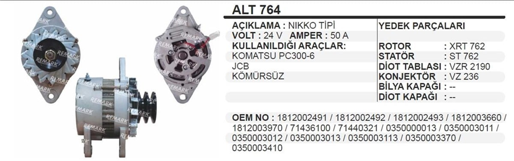 REMARKALT764-Alternatör Dinamo