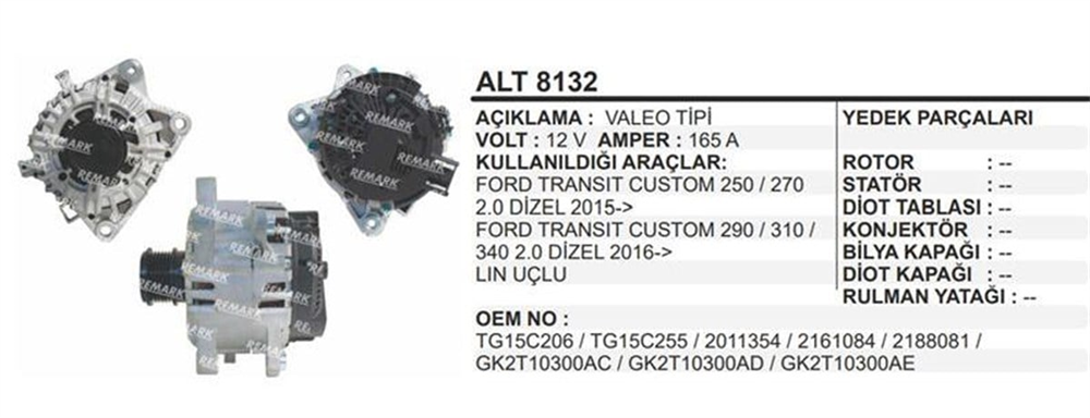 REMARKALT8132-Alternatör Dinamo