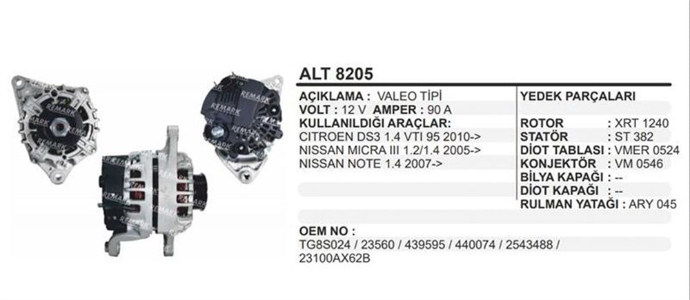 REMARKALT8205-Alternatör Dinamo