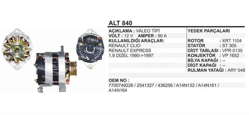 REMARKALT840-Alternatör Dinamo