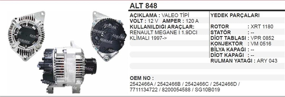 REMARKALT848-Alternatör Dinamo