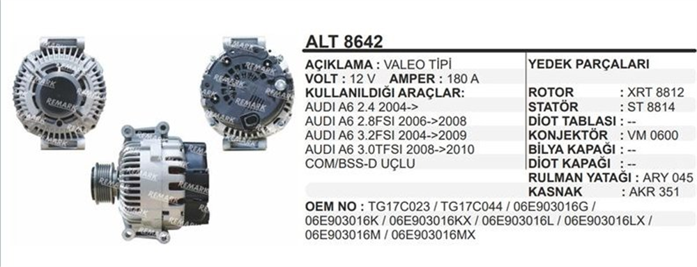 REMARKALT8642-Alternatör Dinamo