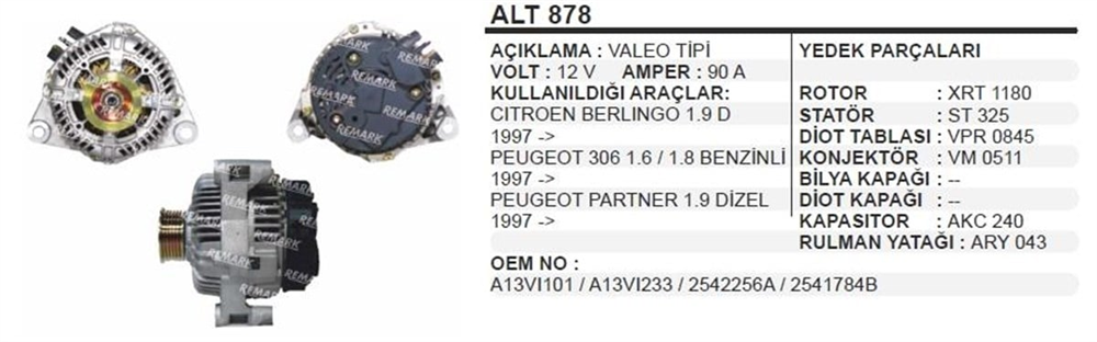 REMARKALT878-Alternatör Dinamo