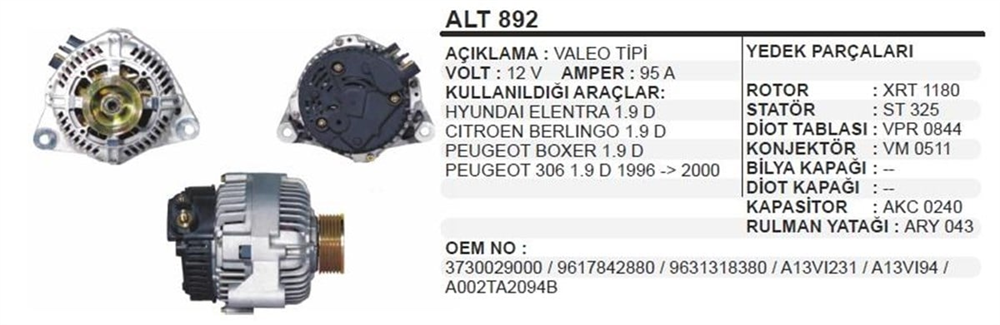 REMARKALT892-Alternatör Dinamo