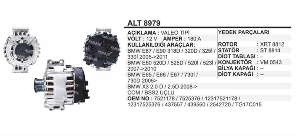 REMARKALT8979-Alternatör Dinamo