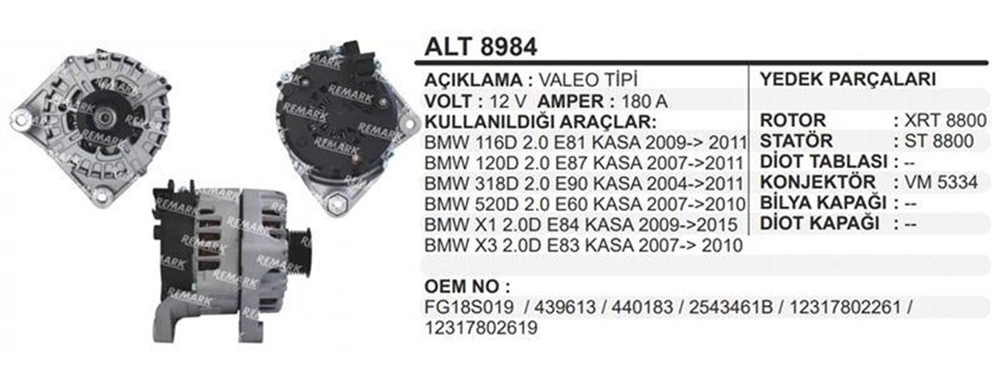 REMARKALT8984-Alternatör Dinamo