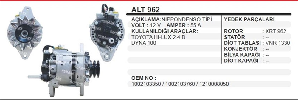 REMARKALT962-Alternatör Dinamo