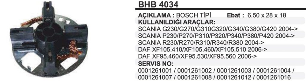 REMARKBHB4034K-Marş Kömürü ve Kömür Yuvası