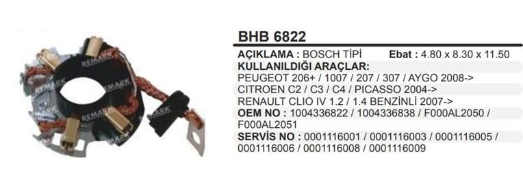 REMARKBHB6822-Marş Kömürü ve Kömür Yuvası