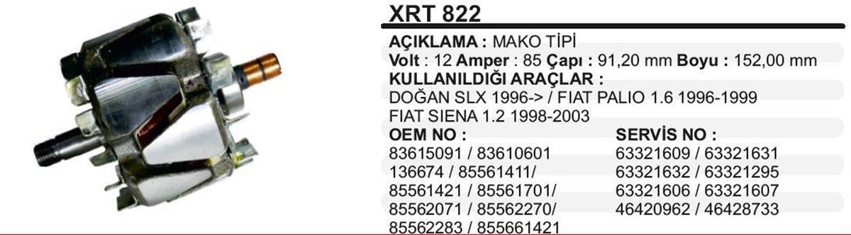 Rotor 12V 85Ah Slx Palio Marellitip Xrt822 | Remark Xrt822