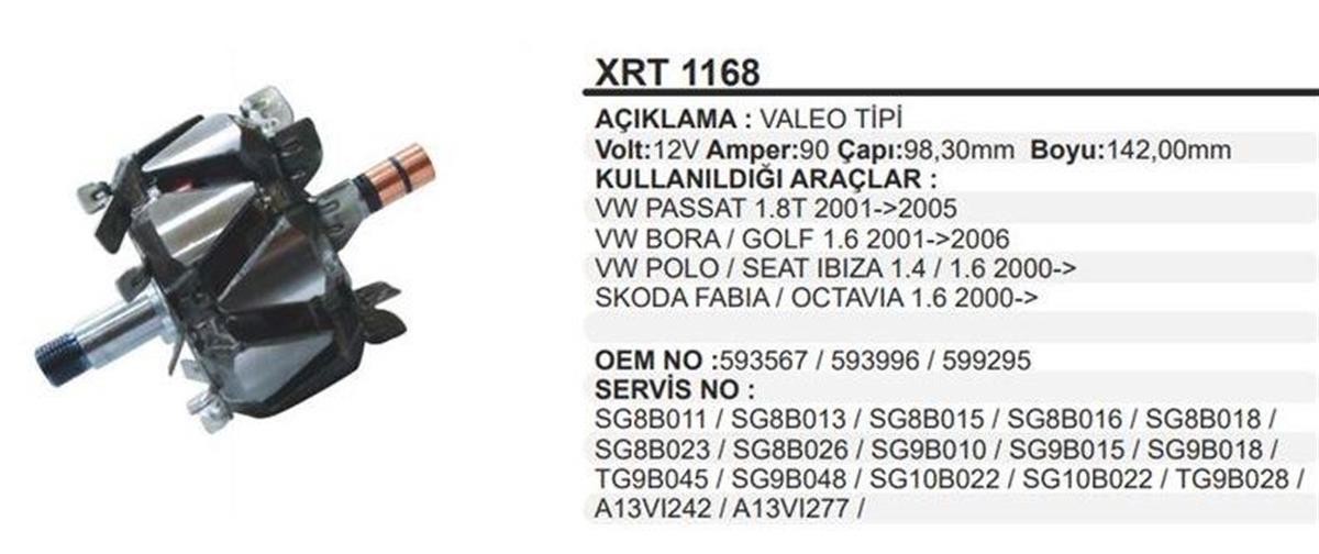 Rotor 12V 90A Volkswagen Passat Bora Polo Skoda Seat İbiza | Martek Xrt1168