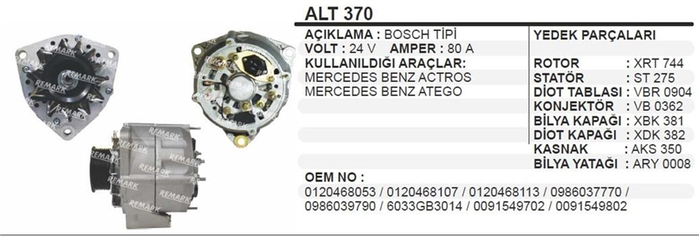 SCHENNAALT370-Alternatör Dinamo