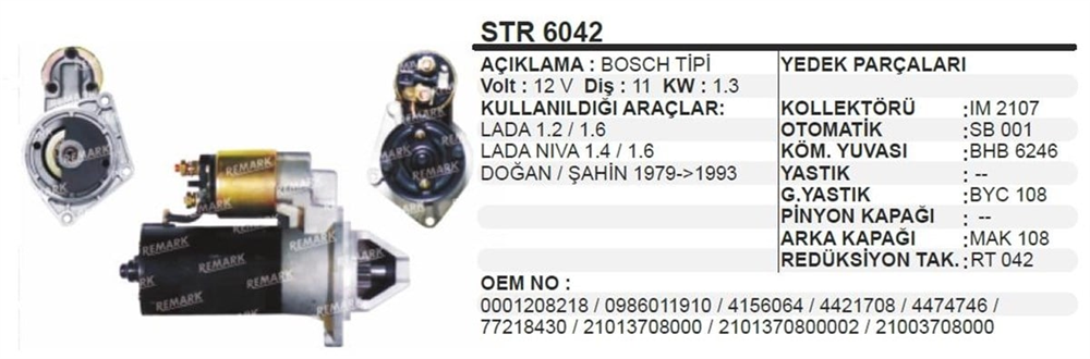SCHENNASTR6042-Marş Motoru - Marş Dinamosu
