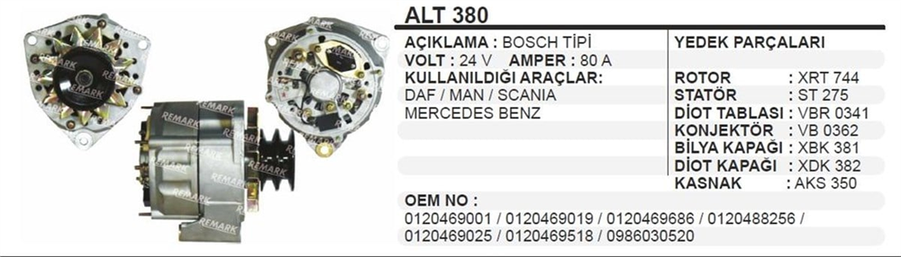 SIWAY20BOS2524-Alternatör Dinamo