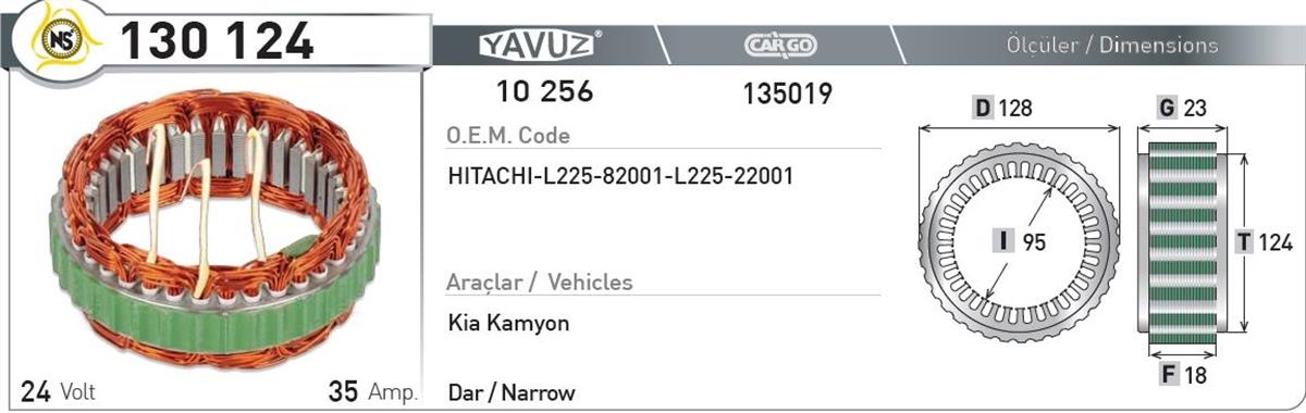 Statör 24V 35Ah Japon Kia *F18*I95* | Nursan 130124
