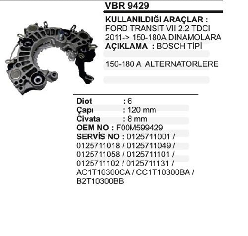 VERTEXIBR9429-Diyot Tablası