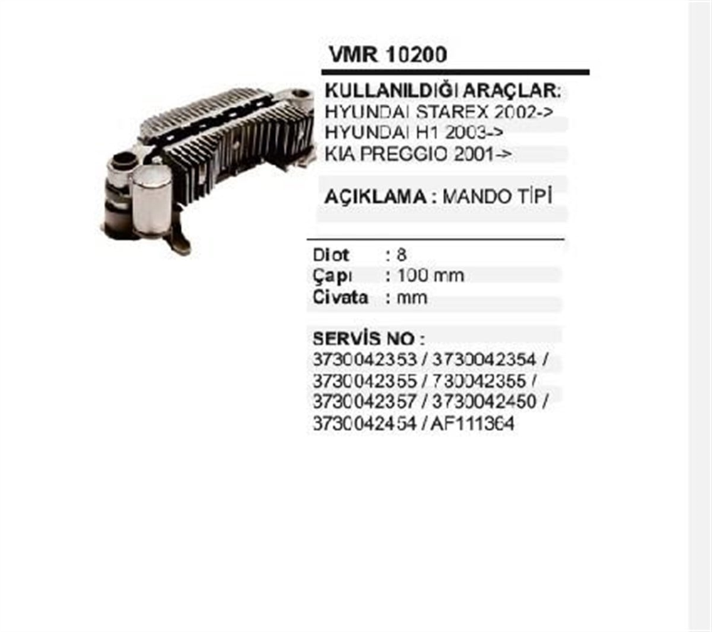 VERTEXIMR10200-Diyot Tablası