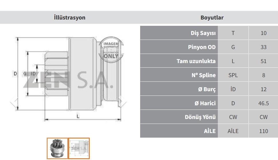 ZEN0801-Marş Dişlisi