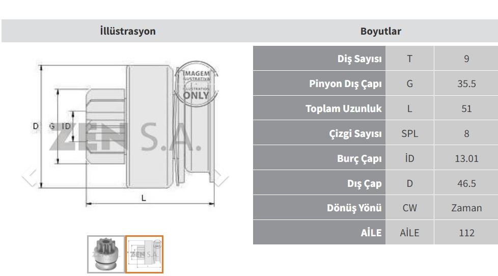 ZEN1063-Marş Dişlisi