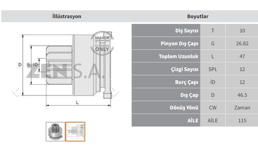 ZEN1208-Marş Dişlisi