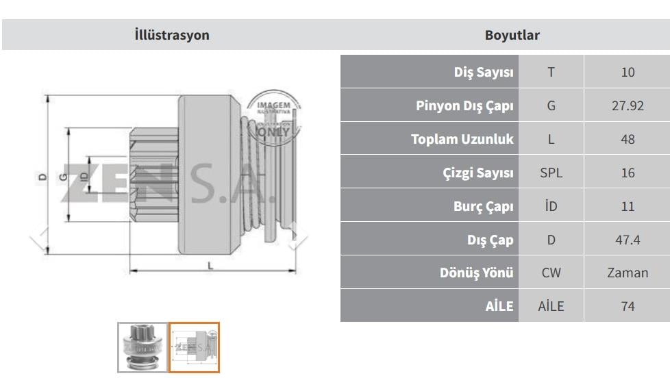 ZEN1567-Marş Dişlisi