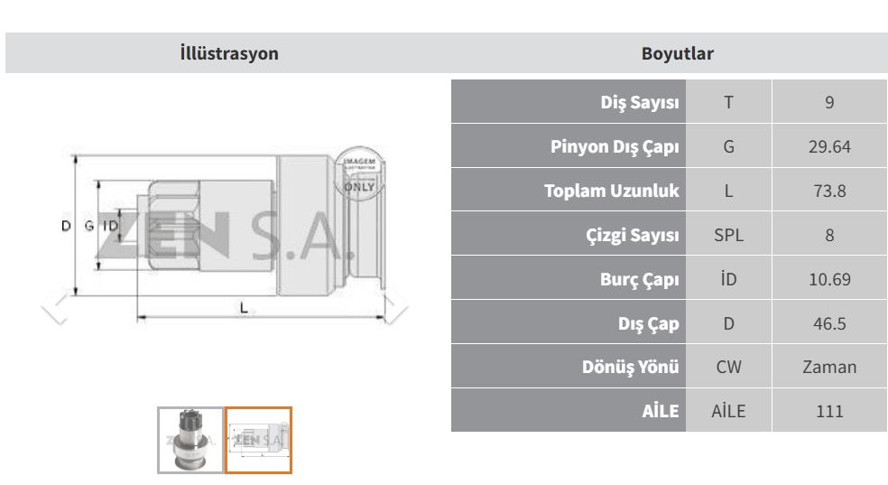 ZEN1592-Marş Dişlisi