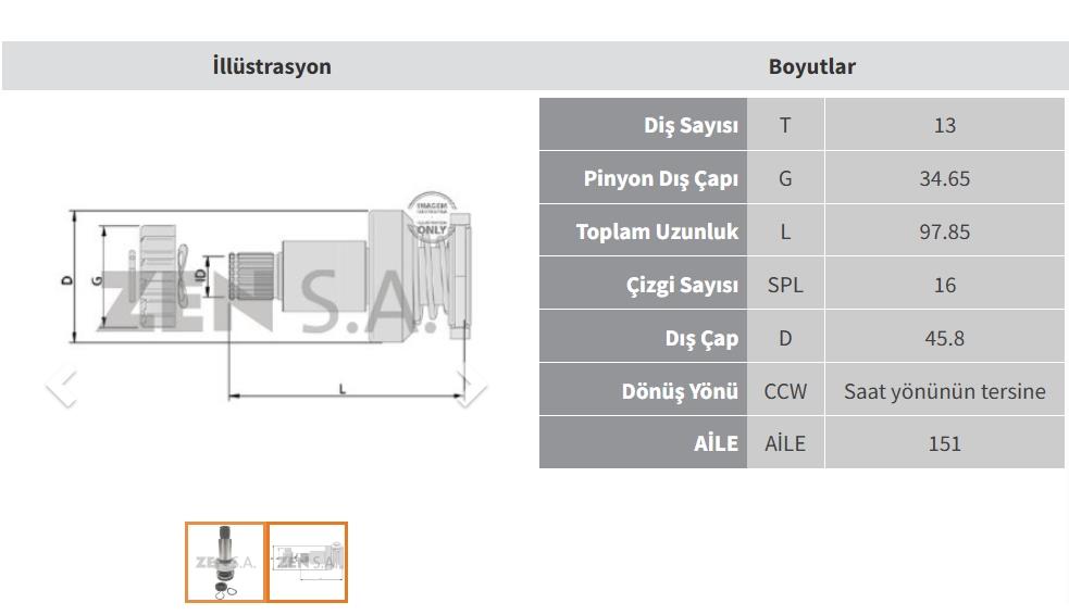 ZEN1803-Marş Dişlisi