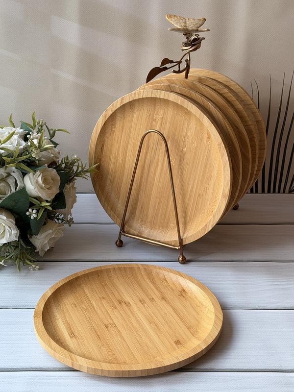 Bambu Penne Yuvarlak Servis Tabak 6'lı 25 Cm