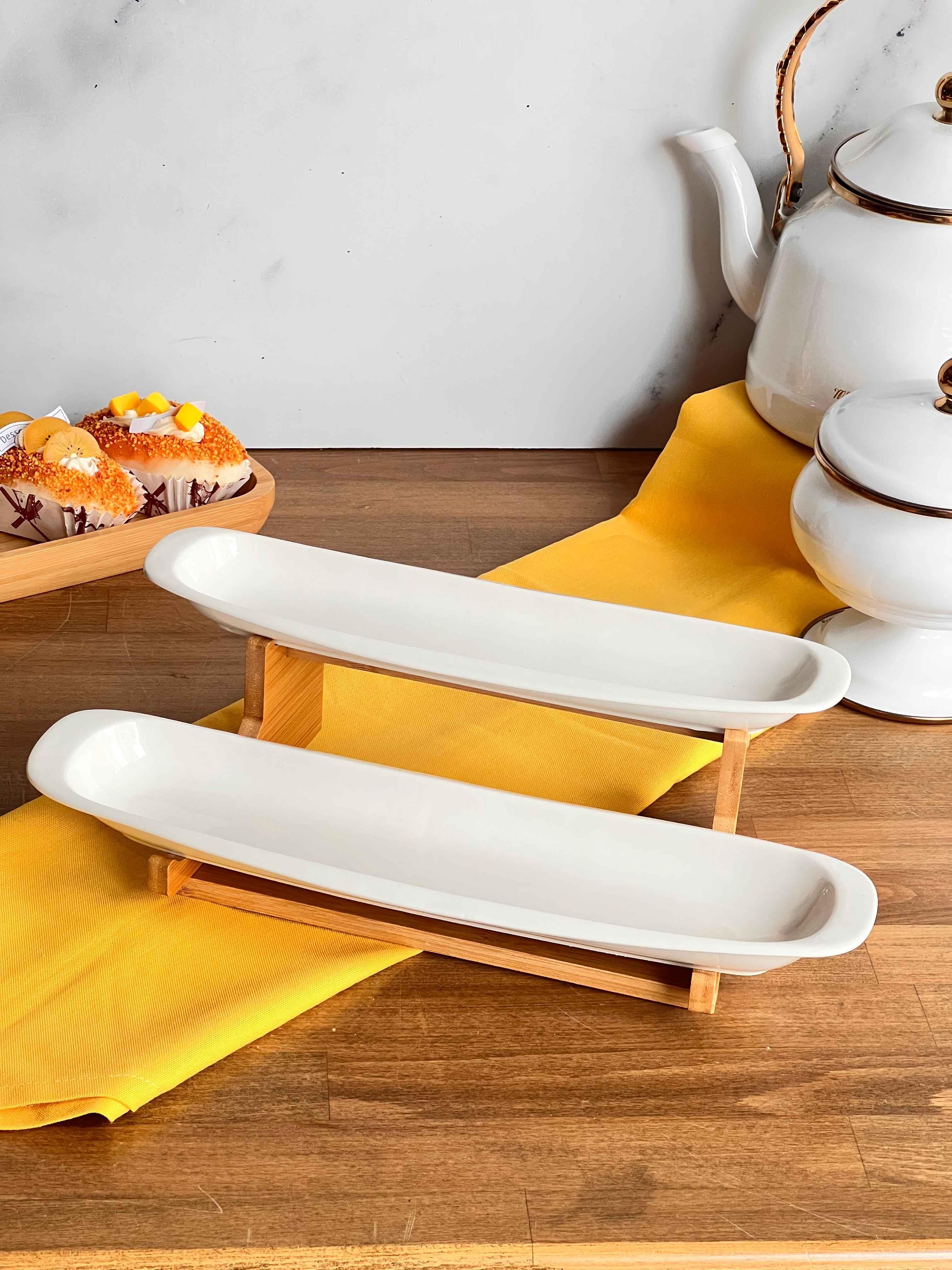 Bambu Standlı 2 Katlı Servis Sunum Seti 3 Prç