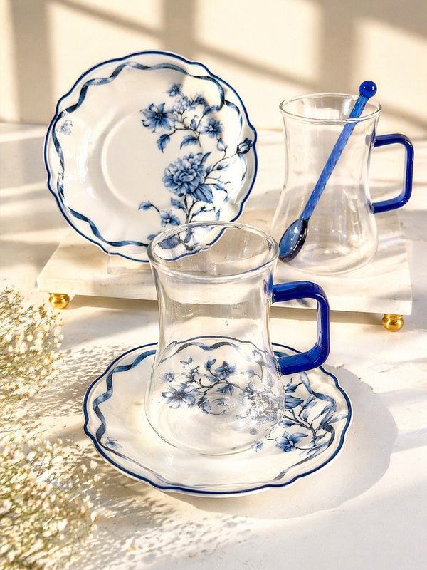 Cam Çay Seti 6'lı 180 ml Luna Blue
