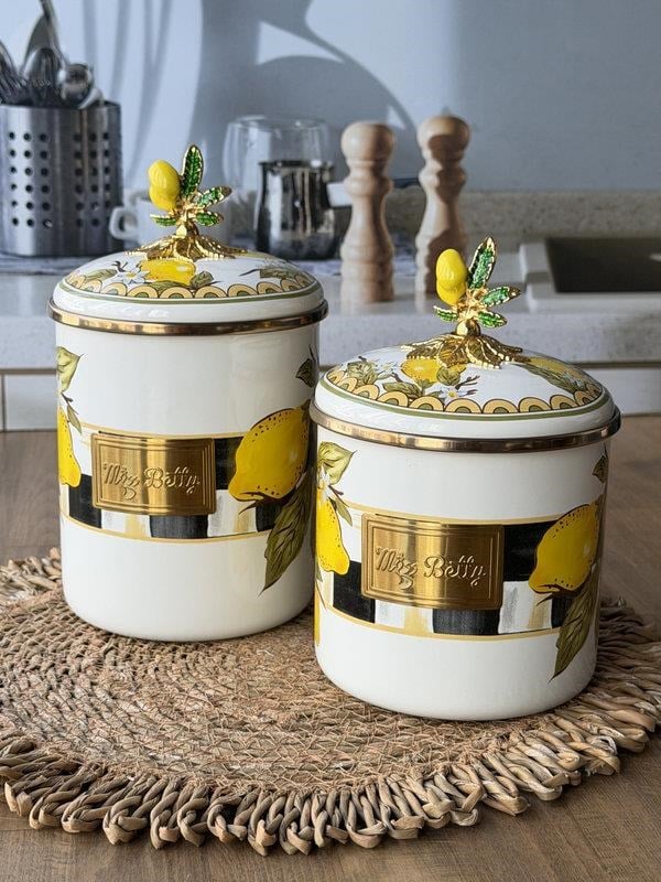 Emaye Kavanoz Seti 2'li  Amarillo