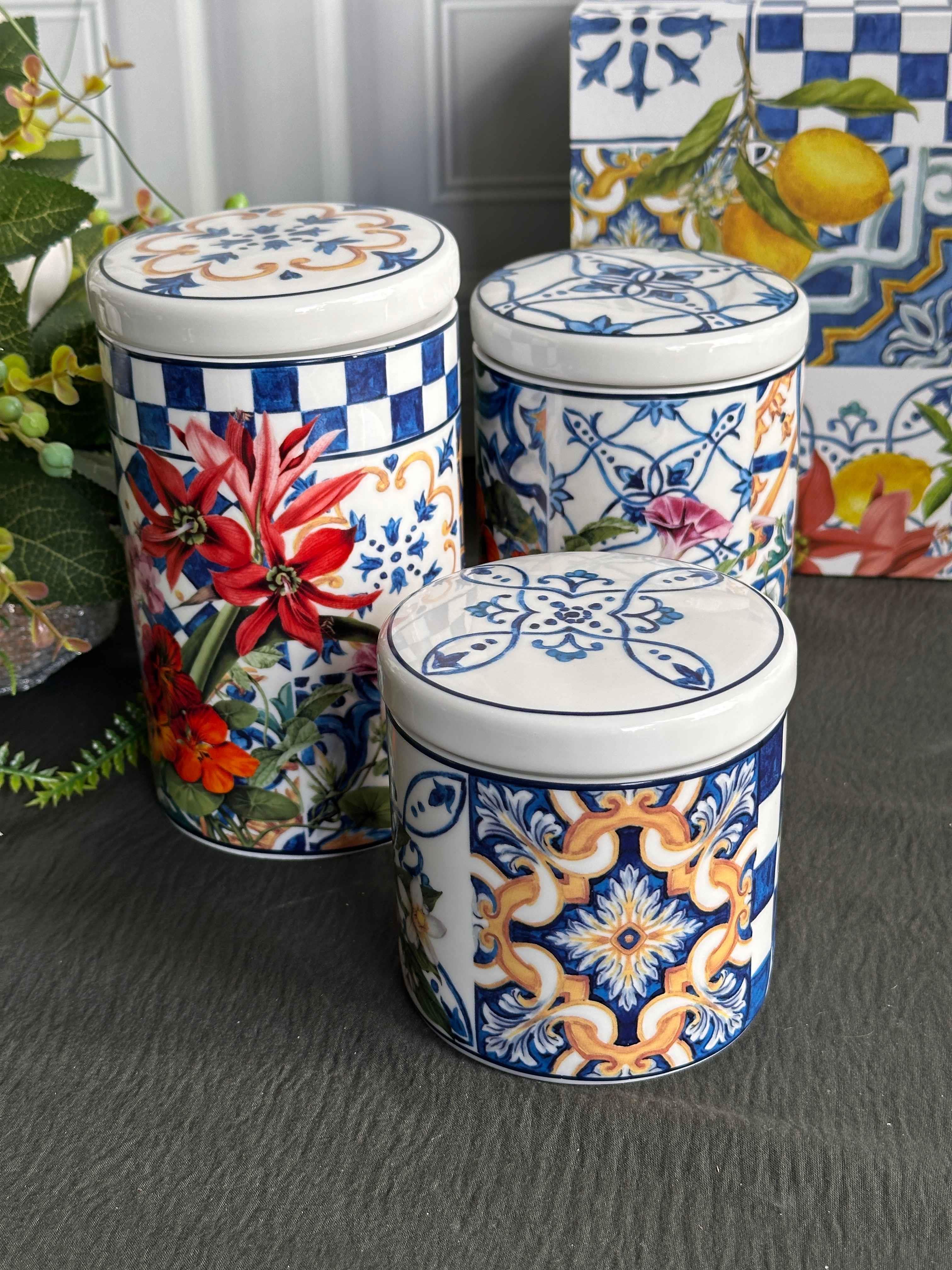 Italy Garden Porselen 3'lü Kavanoz Seti